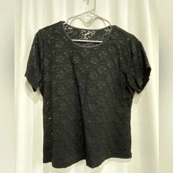 Black Crochet See Through Tee Shirt Size Unknown - no label size Small - Picture 1 of 3